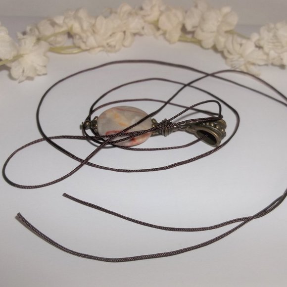 Necklace, Boho Necklace, Boho Jewelry, Faux Jasper Necklace, Gray Necklace, 7658 - Picture 5 of 10